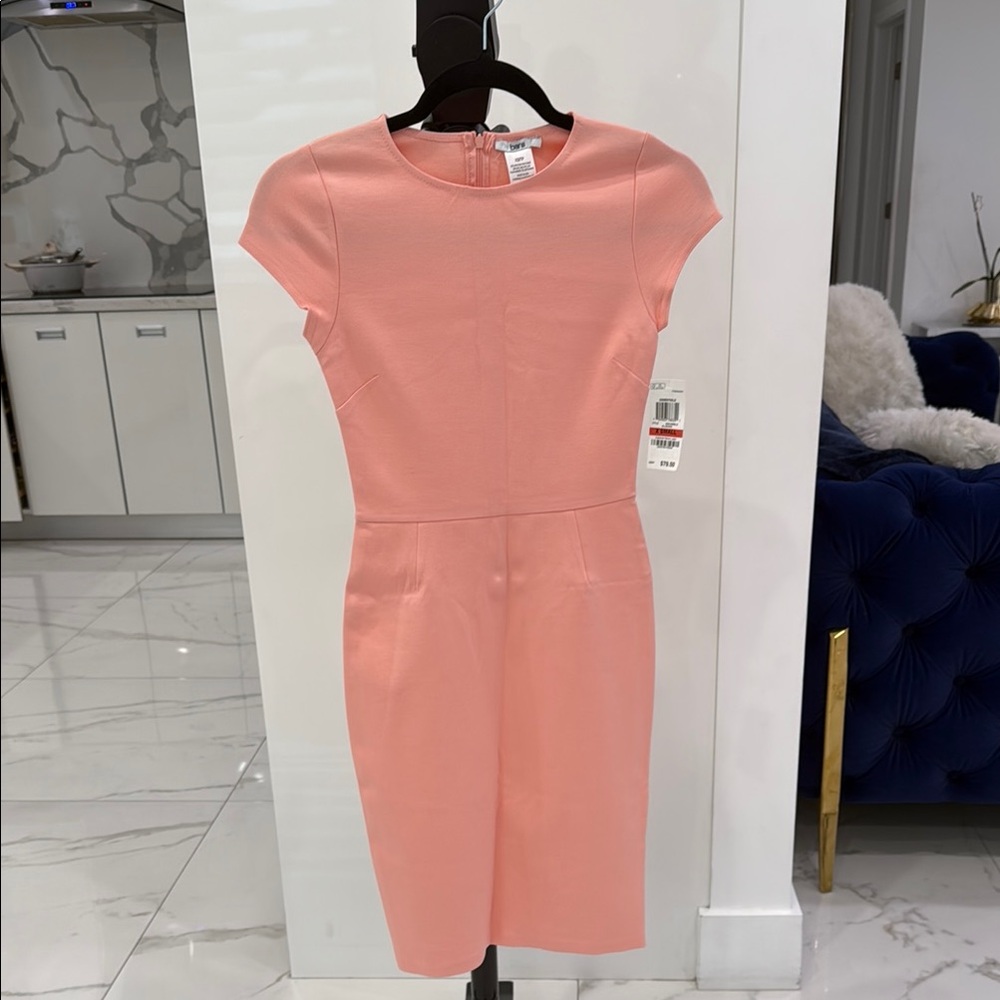 Bar III Pink Sheath Mini Dress Cap Sleeve Crew Neck